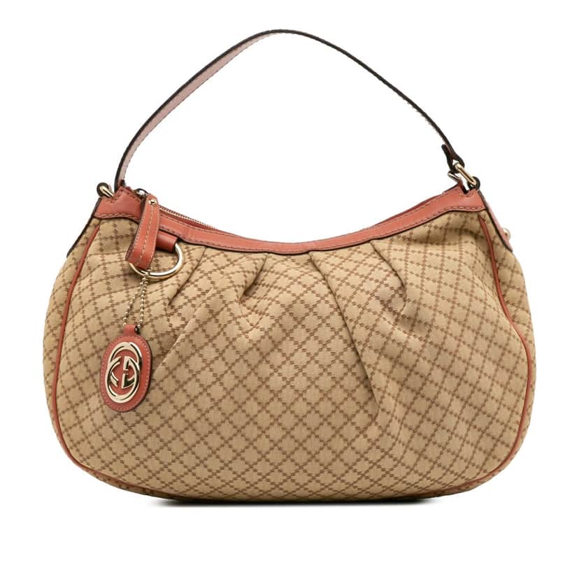Gucci Diamante Canvas Sukey Shoulder Bag Brown Canvas Good condition - Front View