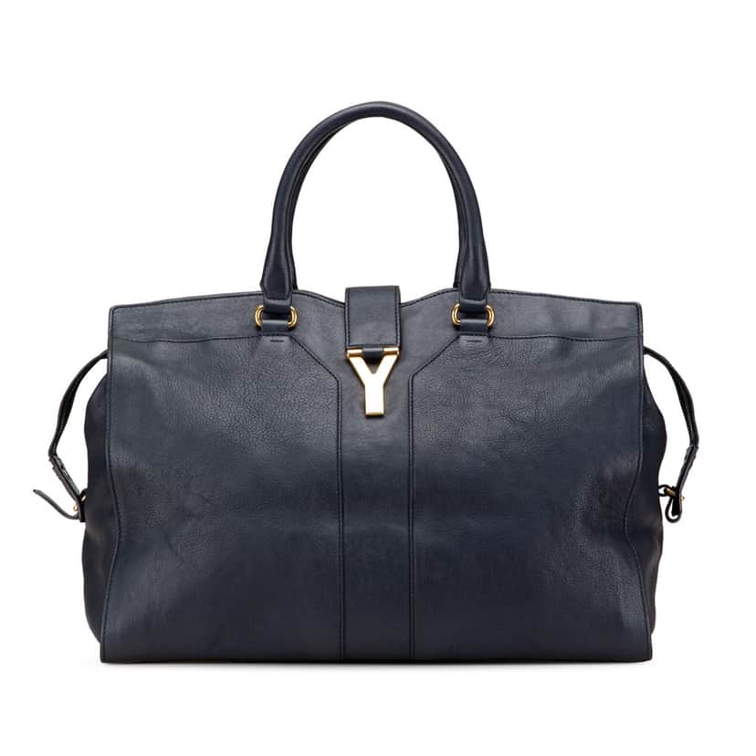 Yves Saint Laurent Large Leather Cabas Chyc Satchel Blue Leather Good condition - Front View