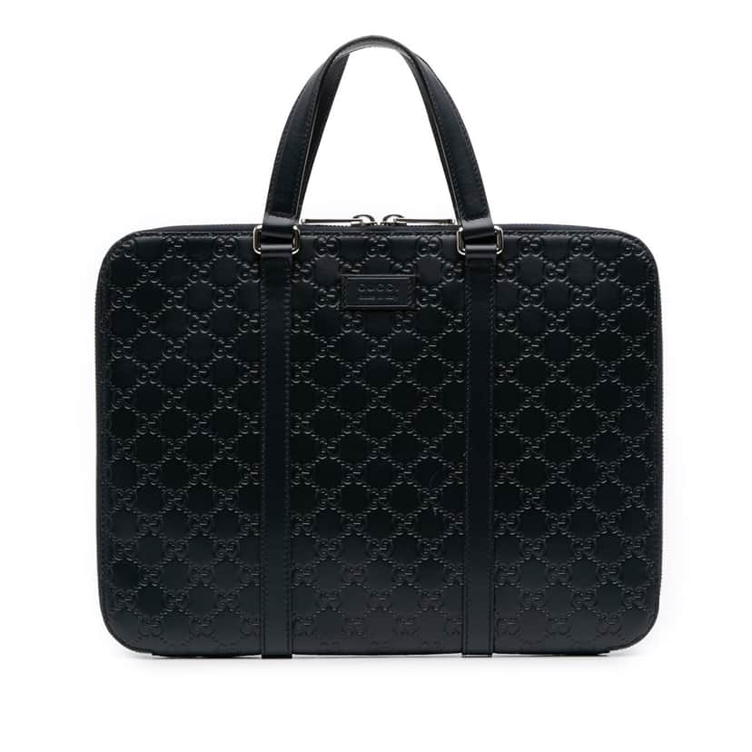 Gucci Guccissima Business Bag Blue Leather Good condition - Front View