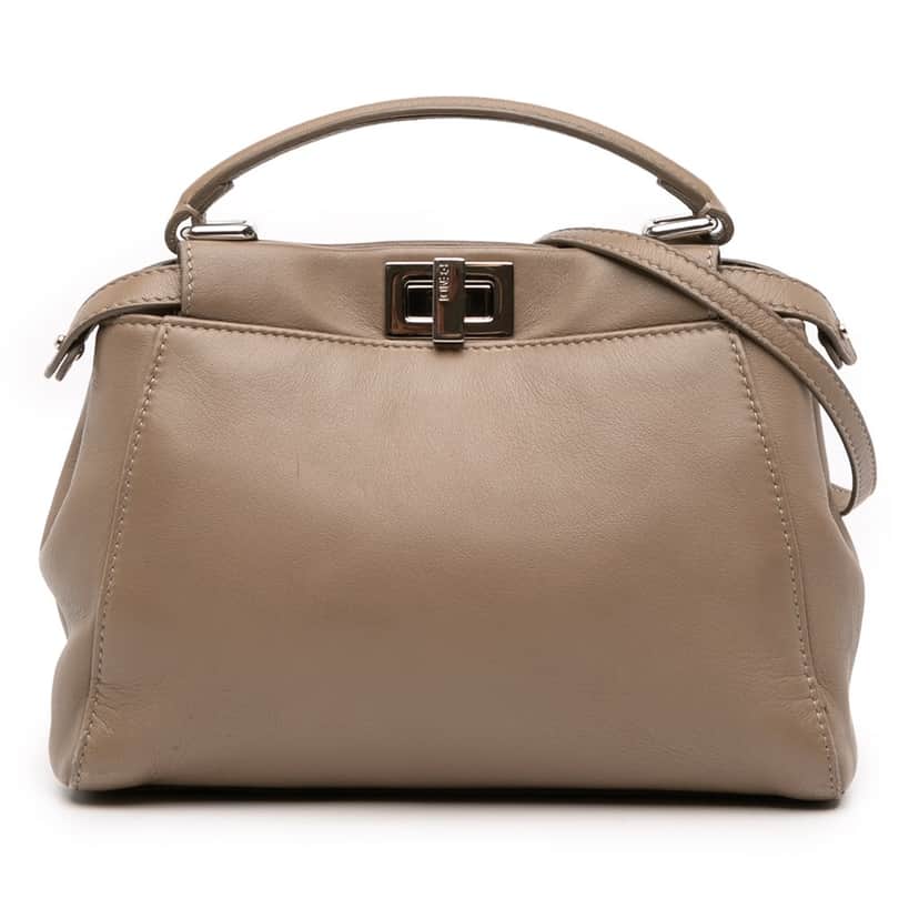 Fendi Mini Leather Iconic Peekaboo Satchel Brown Leather Fair condition - Front View
