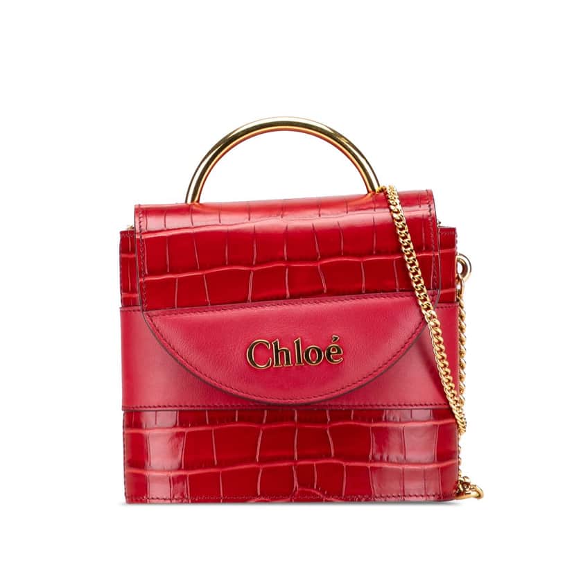 Chloé Croc Embossed Leather Aby Lock Satchel Red Leather Good condition - Front View