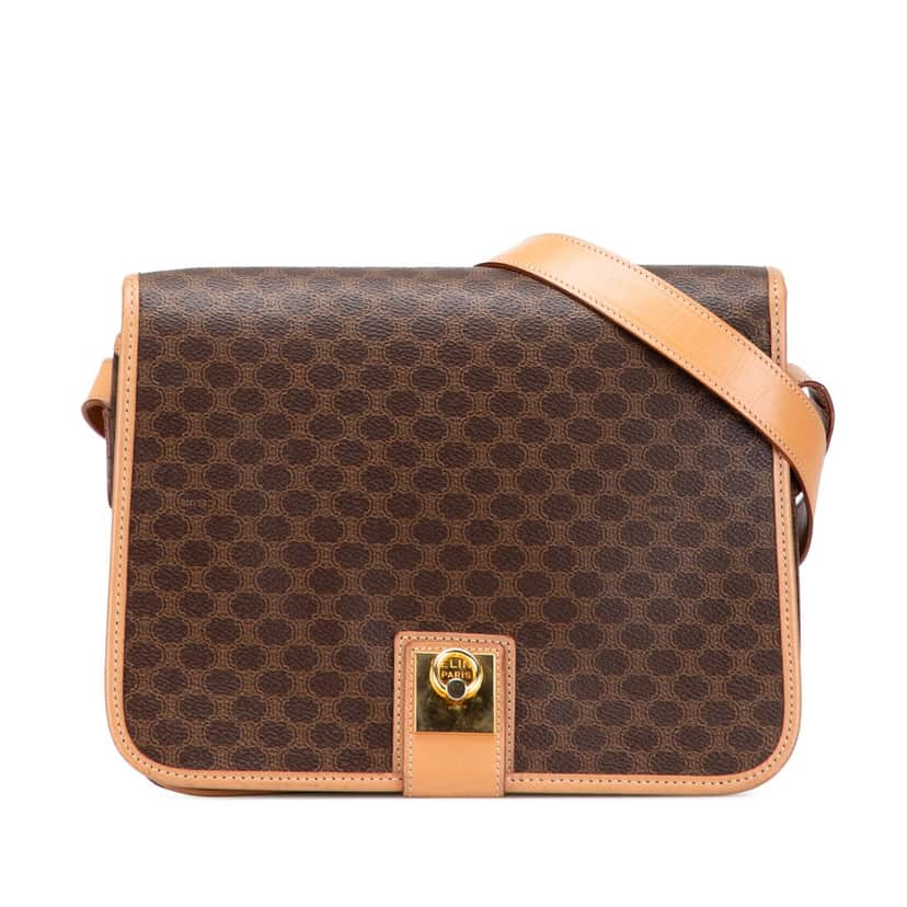 Celine Macadam Coated Canvas Crossbody Brown Canvas Good condition - Front View