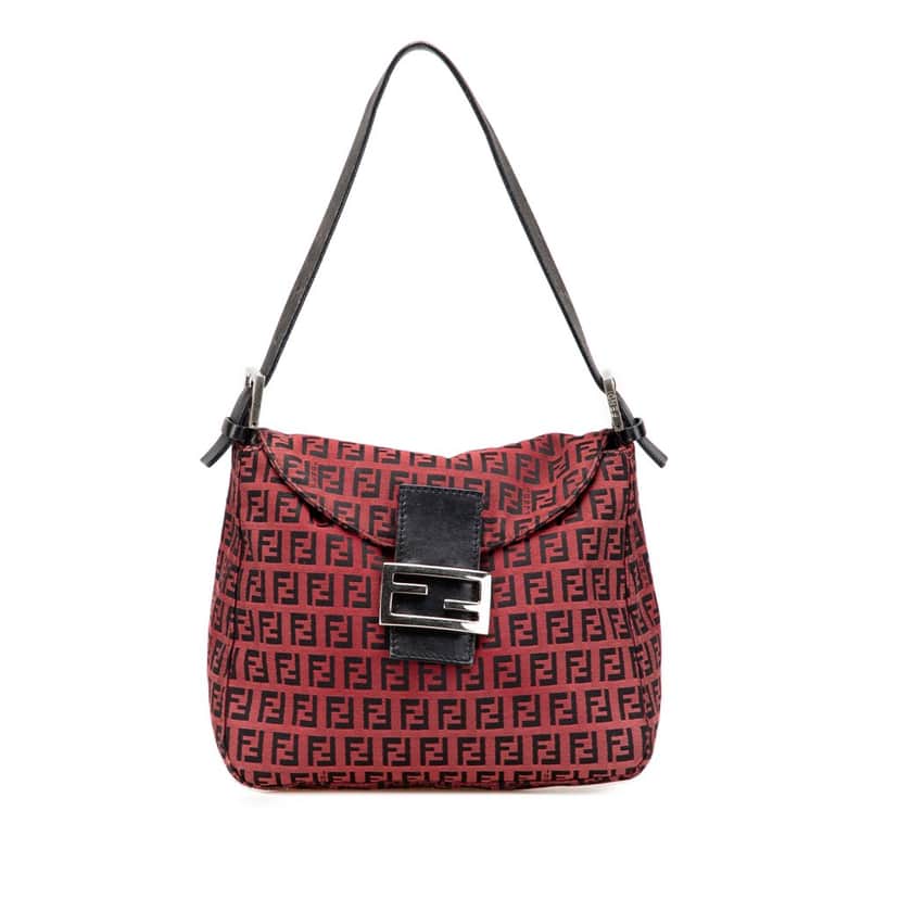 Fendi Zucca Canvas Double Flap Mamma Red Canvas Very good condition - Front View