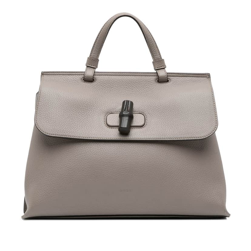 Gucci Medium Leather Bamboo Daily Satchel Brown Leather Very good condition - Front View