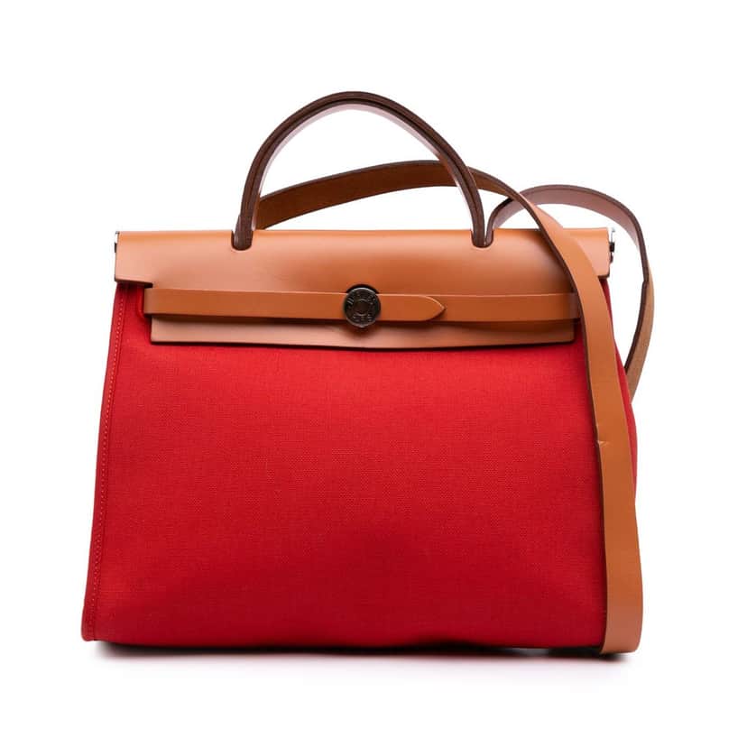Hermès Toile Herbag Zip 31 Red Canvas Good condition - Front View