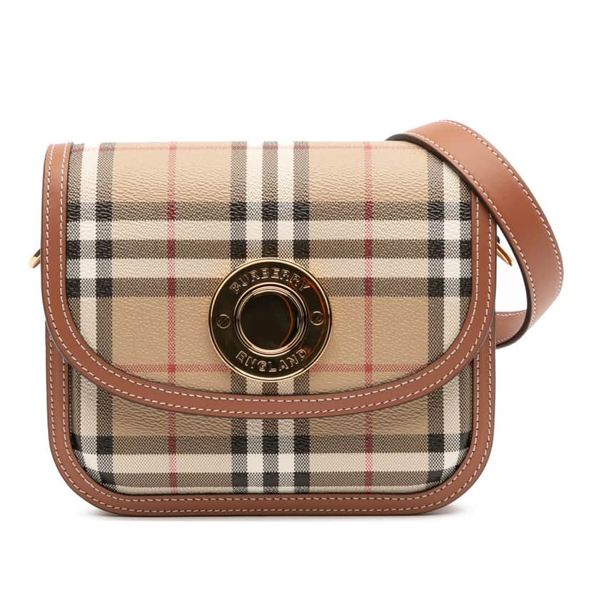 Burberry Small House Check Coated Canvas Elizabeth Crossbody Brown Canvas Good condition - Front View