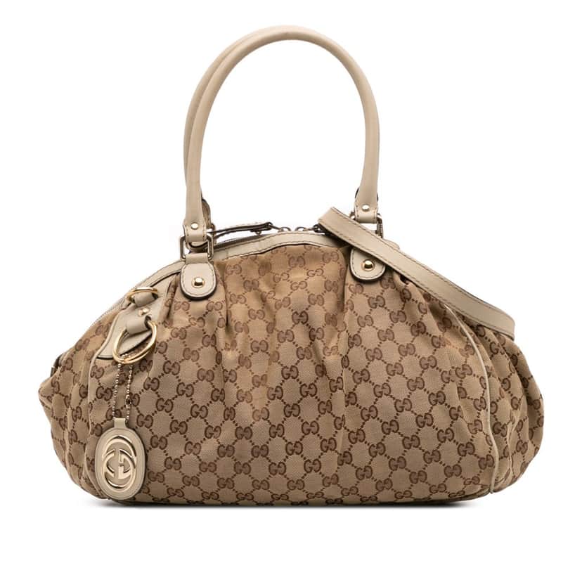 Gucci GG Canvas Sukey Satchel Brown Canvas Good condition - Front View
