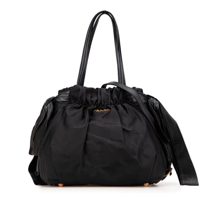 Prada Tessuto Logo Bow Satchel Black Good condition - Front View