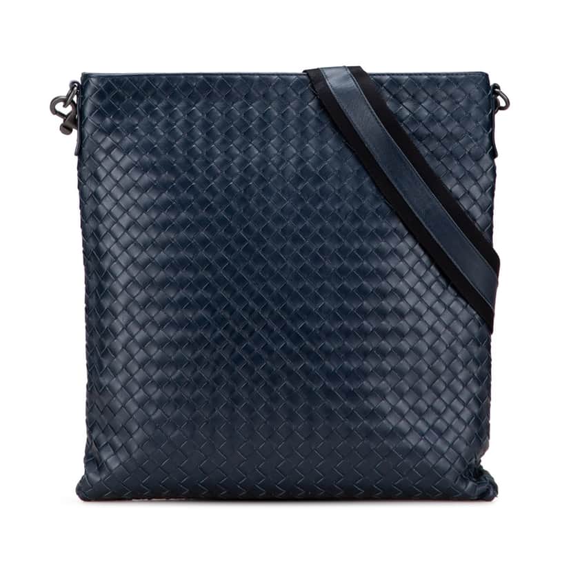 Bottega Veneta Nappa Intrecciato VN Crossbody Blue Leather Good condition - Front View