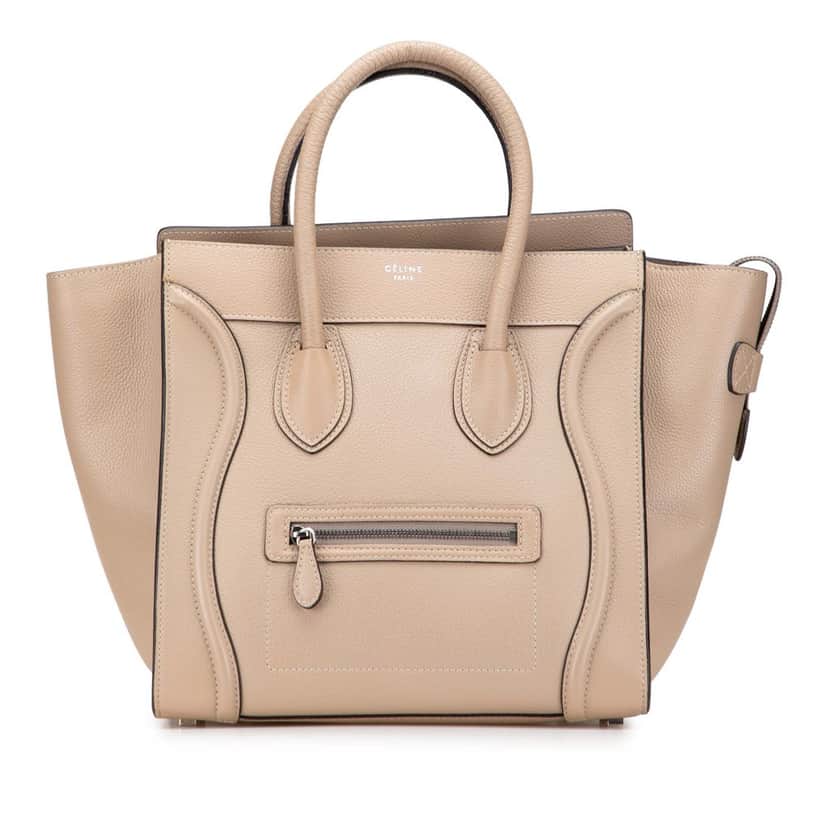 Celine Mini Calfskin Luggage Tote Brown Leather Good condition - Front View