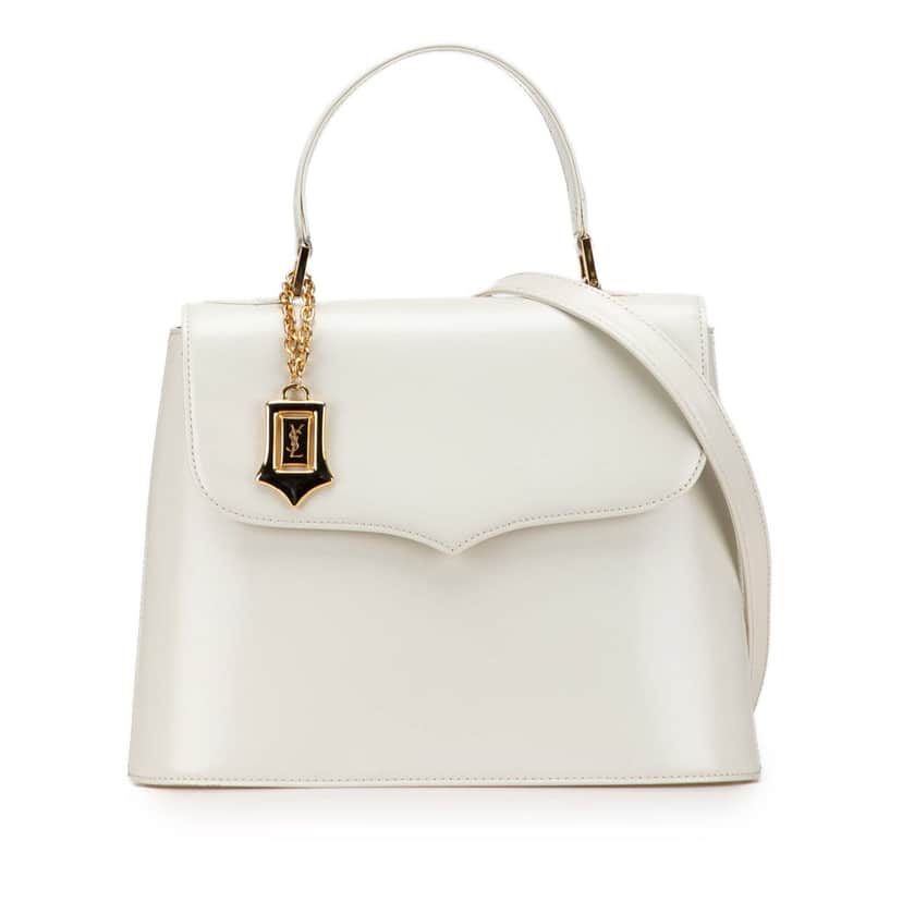 Yves Saint Laurent Leather Satchel White Leather Good condition - Front View