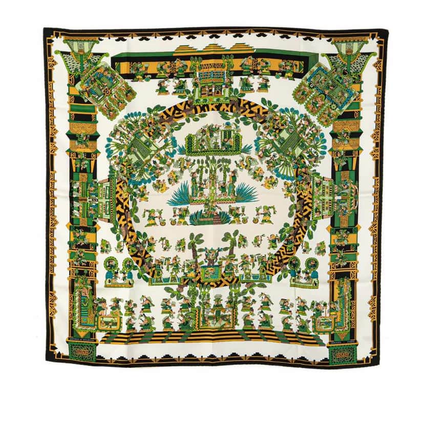 Hermès Astres et Soleils Silk Scarf Green Silk Good condition - Front View