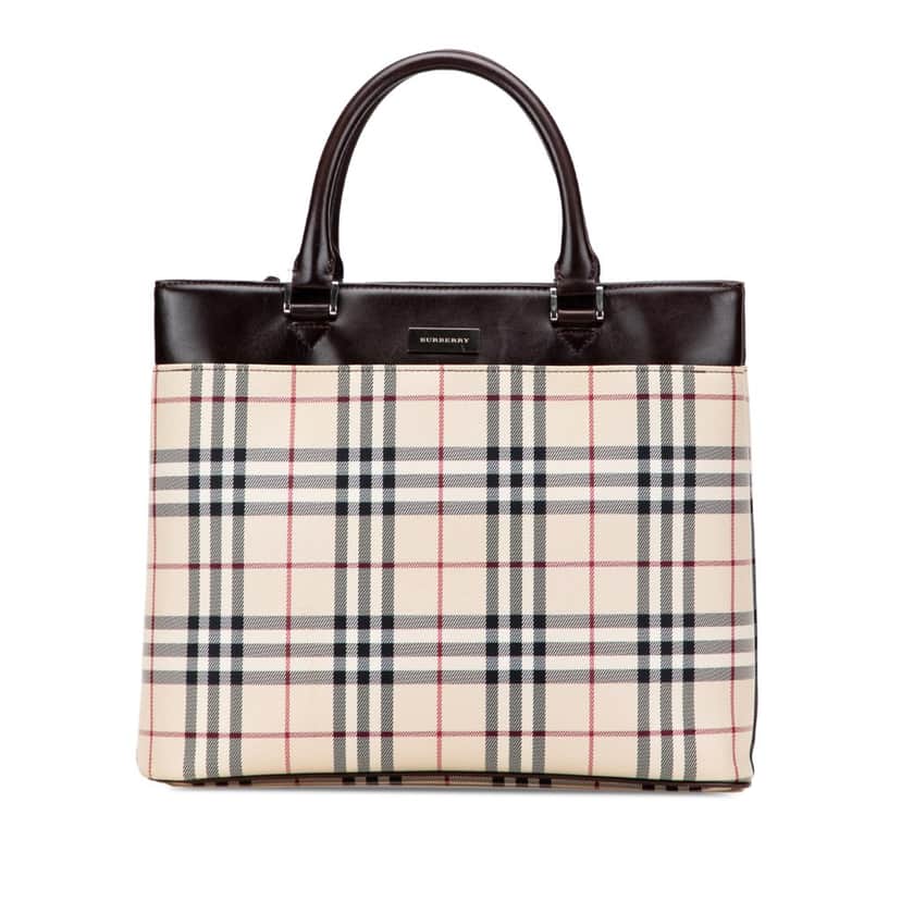 Burberry House Check Canvas Tote Brown Canvas Good condition - Front View