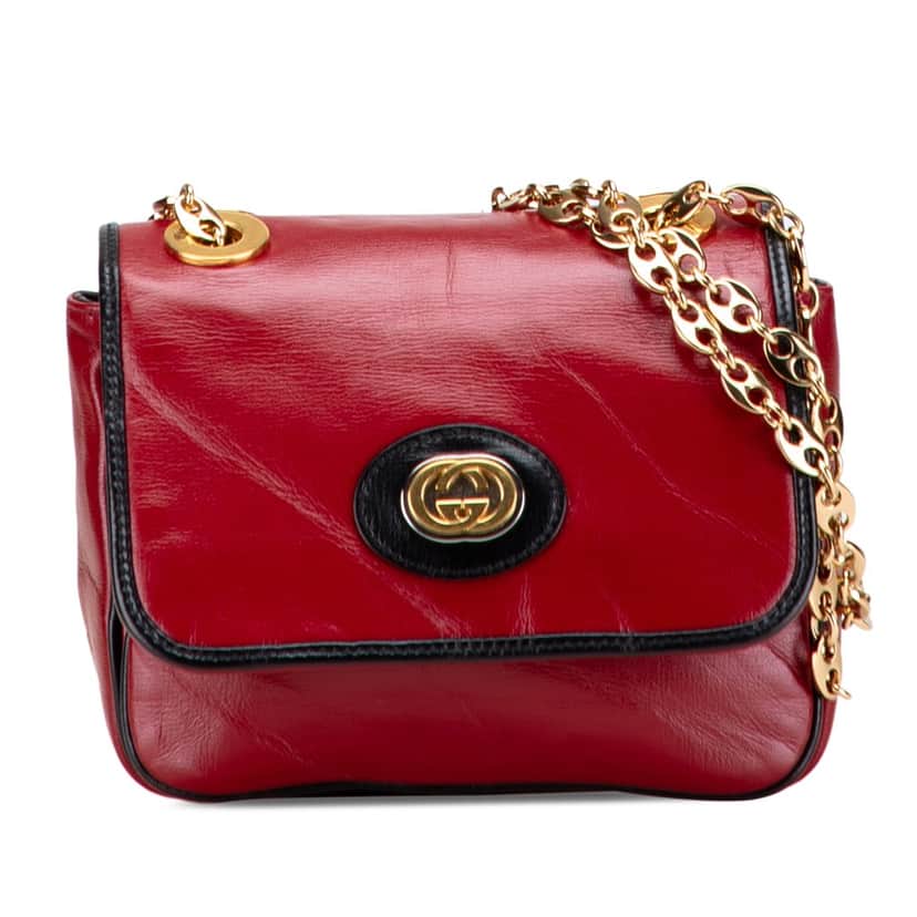 Gucci Mini Leather Marina Shoulder Bag Red Leather Good condition - Front View