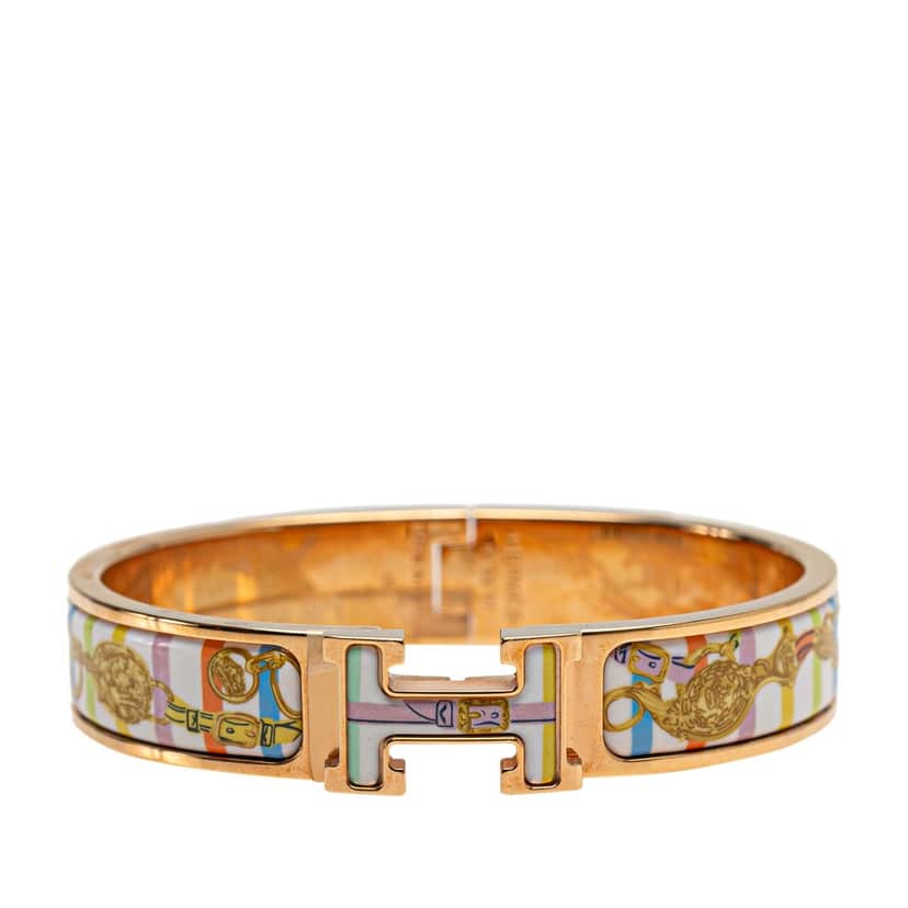 Hermès Narrow Brides De Gala Bayadere Enamel Clic H Bangle Gold Good condition - Front View
