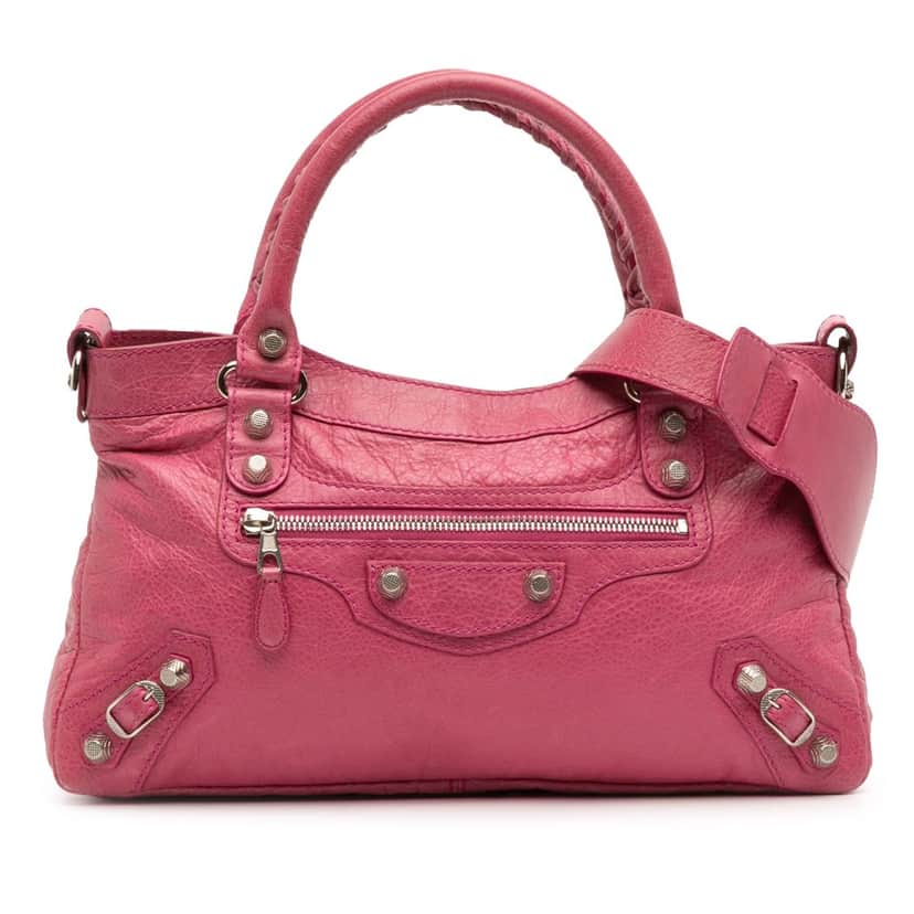 Balenciaga Lambskin Motocross Giant 12 First Satchel Pink Leather Good condition - Front View