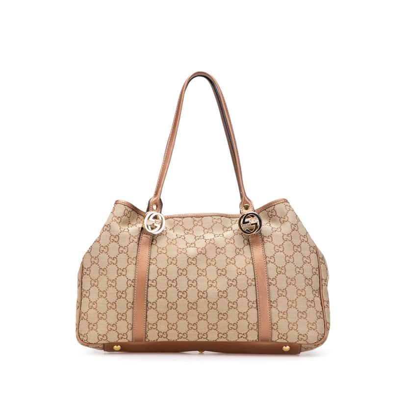 Gucci GG Canvas Twins Tote Brown Canvas Good condition - Front View