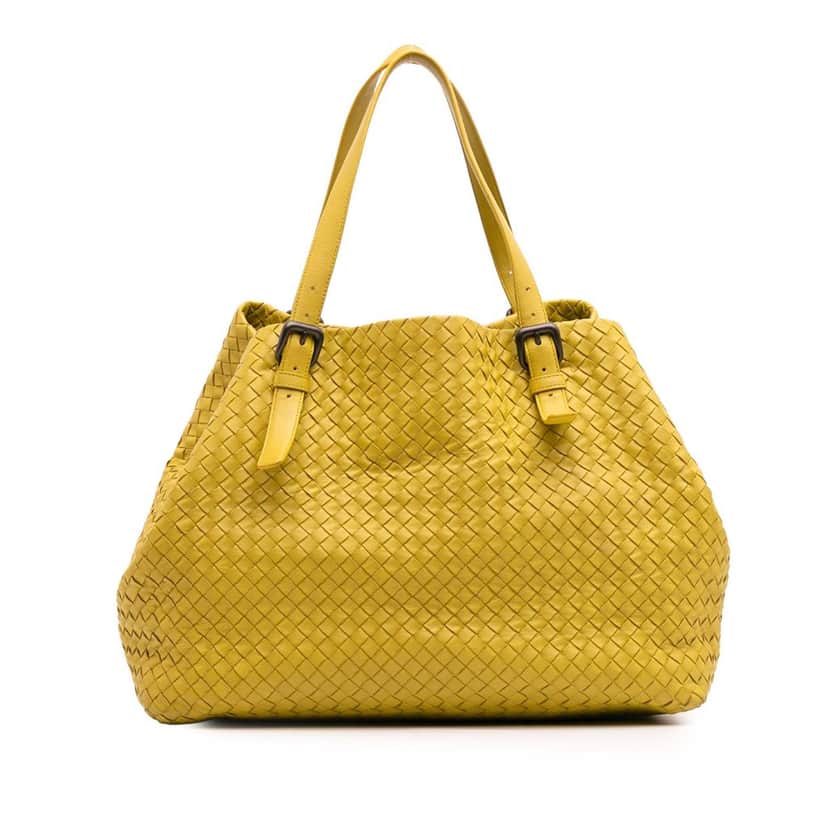 Bottega Veneta Large Nappa Intrecciato Cesta Tote Yellow Leather Good condition - Front View
