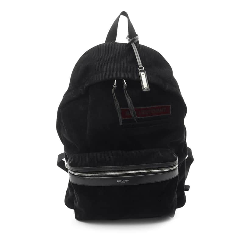 Saint Laurent Corduroy City Backpack Black Velvet Good condition - Front View
