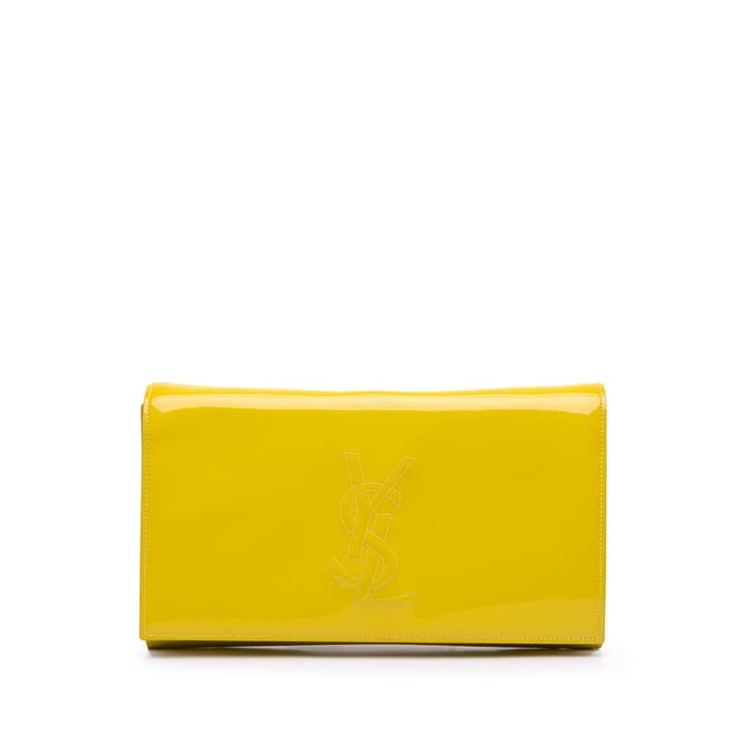 Yves Saint Laurent Patent Belle Du Jour Clutch Yellow Leather Good condition - Front View
