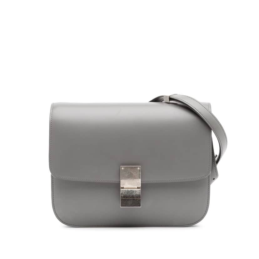 Celine Medium Calfskin Classic Box Grey Leather Good condition - Front View