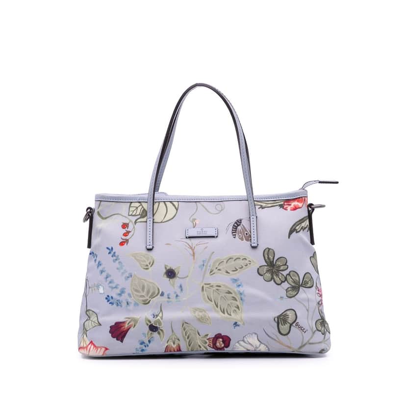Gucci Small Canvas Flora Knight Convertible Tote Blue Canvas Fair condition - Front View