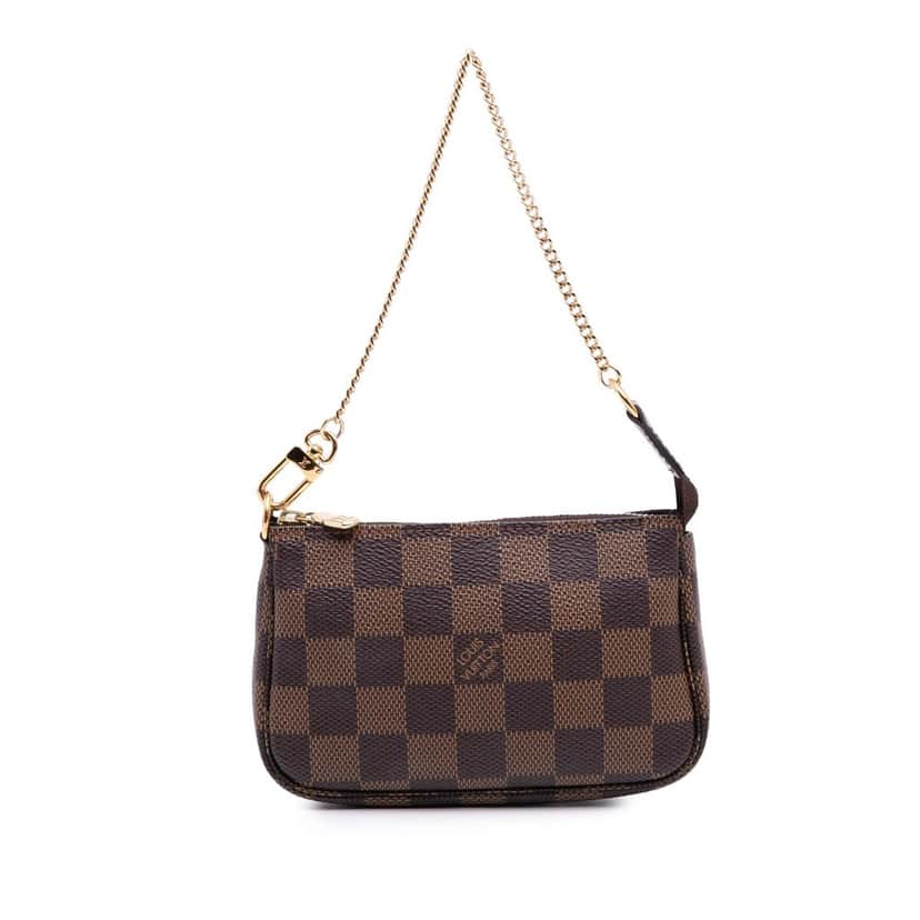 Louis Vuitton Damier Ebene Mini Pochette Accessoires Brown Canvas Good condition - Front View