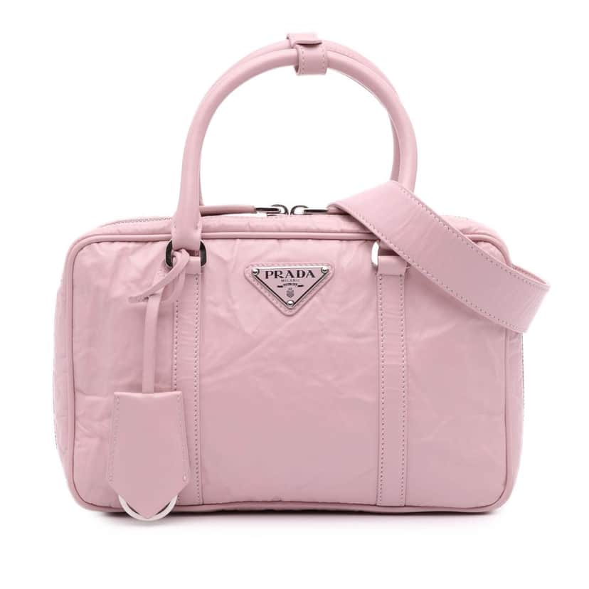 Prada Medium Nappa Antique Re-Edition 2001 Satchel Pink Leather Good condition - Front View