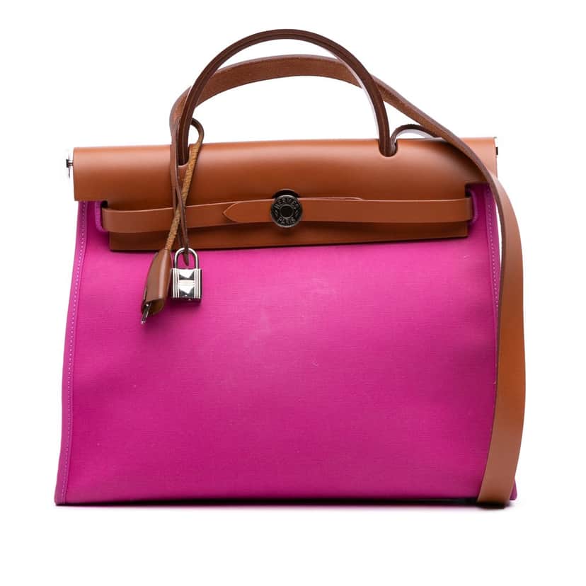 Hermès Toile Herbag Zip 31 Pink Canvas Good condition - Front View