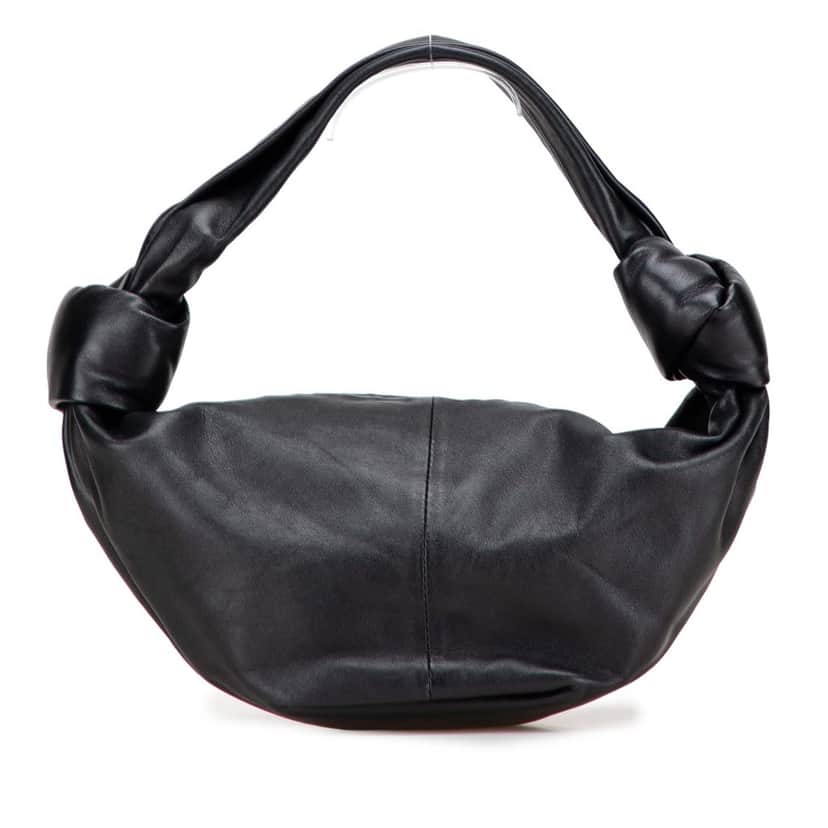 Bottega Veneta Mini Calfskin Double Knot Bag Black Leather Good condition - Front View