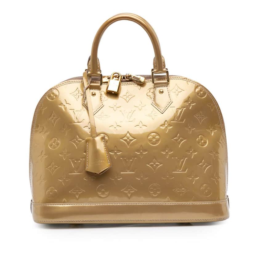 Louis Vuitton Monogram Vernis Alma PM Gold Leather Good condition - Front View
