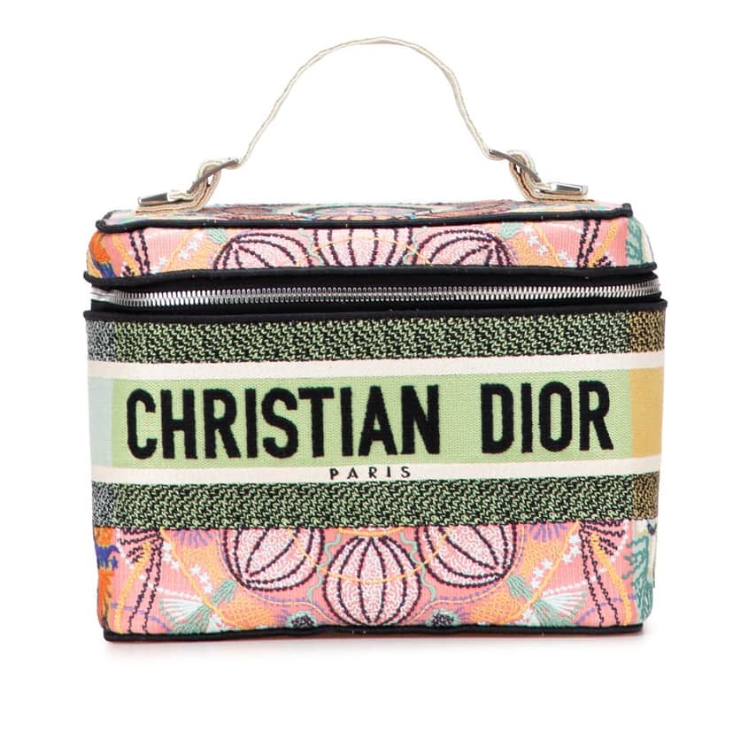 Dior Embroidered Canvas Dior In Lights Diortravel Vanity Case Pink Canvas Good condition - Front View