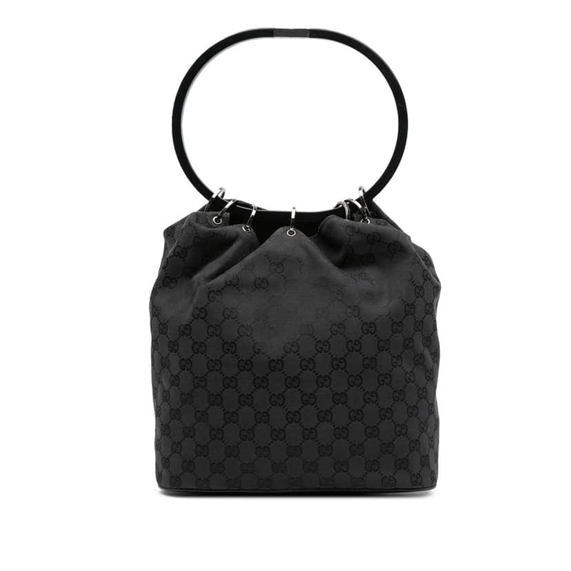 Gucci GG Canvas Ring Handbag Black Canvas Good condition - Front View