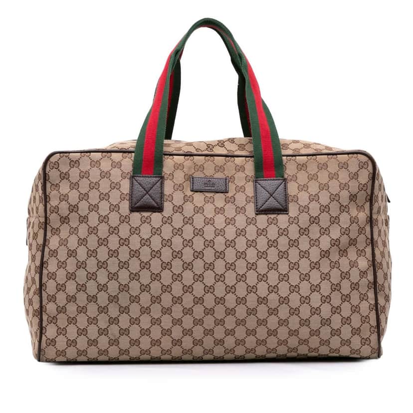 Gucci GG Canvas Web Travel Bag Brown Canvas Good condition - Front View