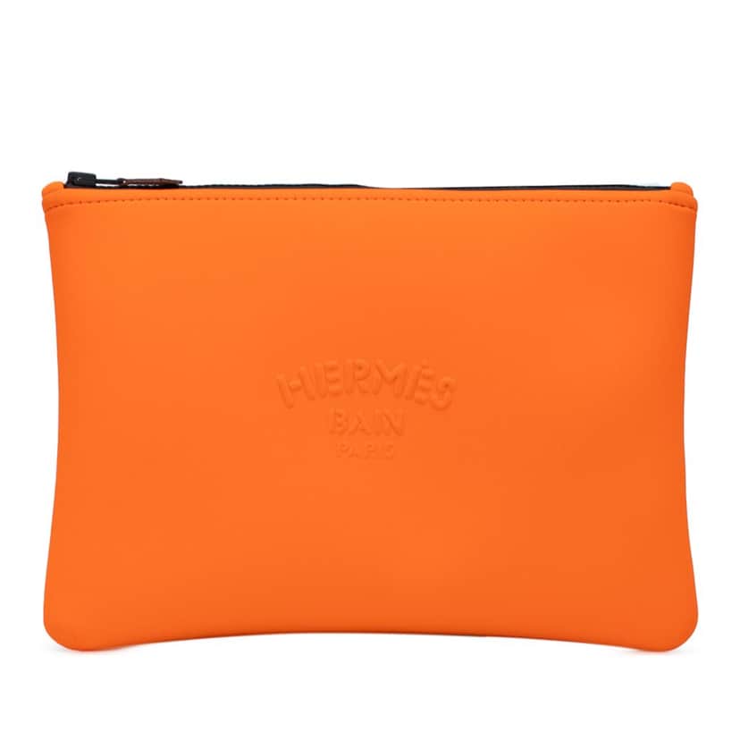 Hermès Medium Neoprene Neobain Case Orange Polyester Good condition - Front View