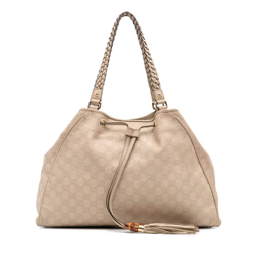 Gucci Guccissima Braided Peggy Tote White Leather Fair condition - Front View