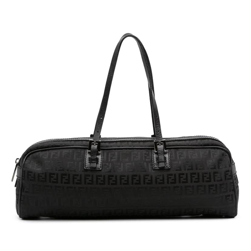 Fendi Zucchino Canvas Handbag Black Canvas Good condition - Front View