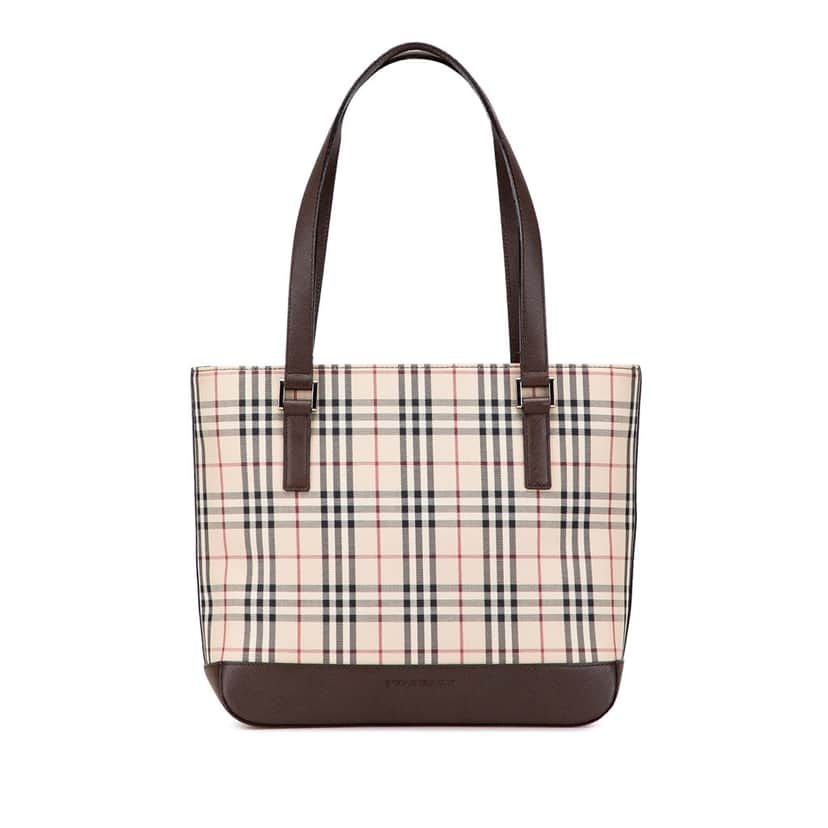 Burberry House Check Canvas Tote Brown Canvas Good condition - Front View