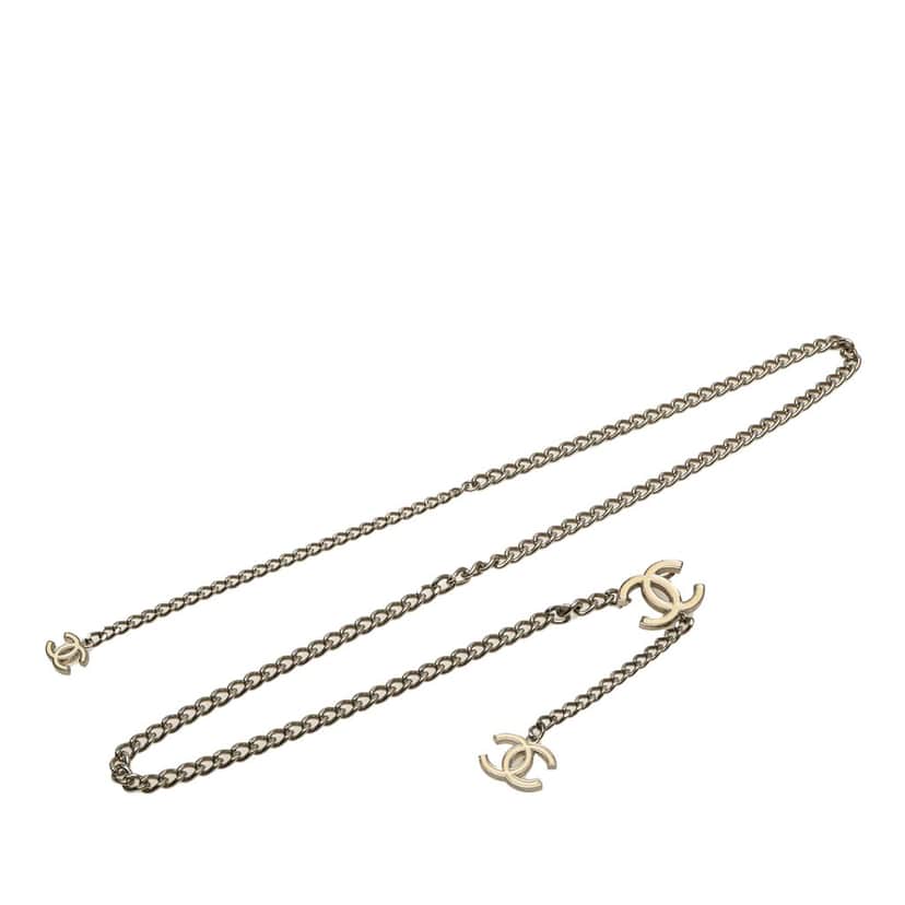Chanel Silver Plated and Enamel CC Chain Link Belt Silver Silver Good condition - Front View