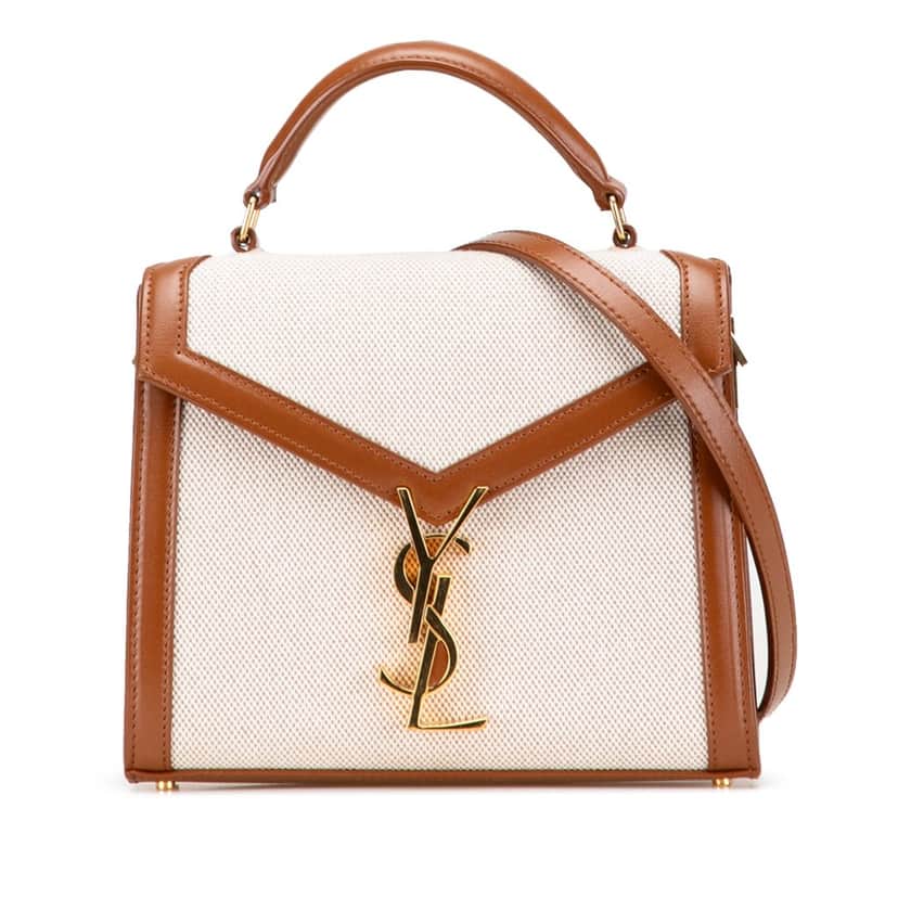 Saint Laurent Mini Canvas Monogram Cassandra Top Handle Bag Brown Canvas Good condition - Front View