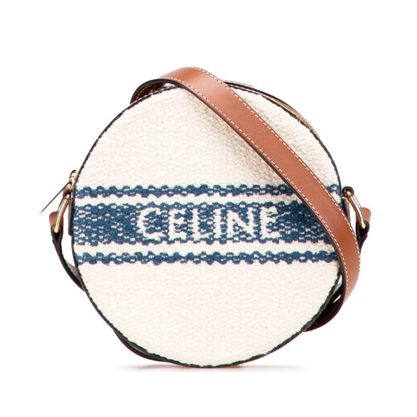 Celine Canvas Plein Soleil Round Purse on Strap Brown Canvas Good condition - Front View