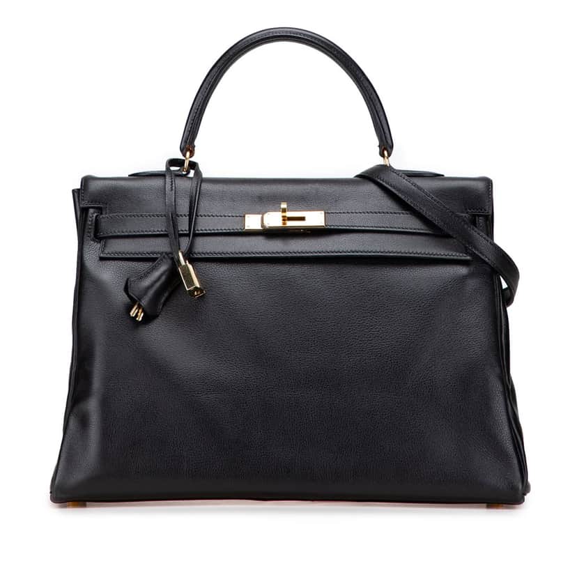 Hermès Gulliver Kelly Retourne 32 Black Leather Good condition - Front View