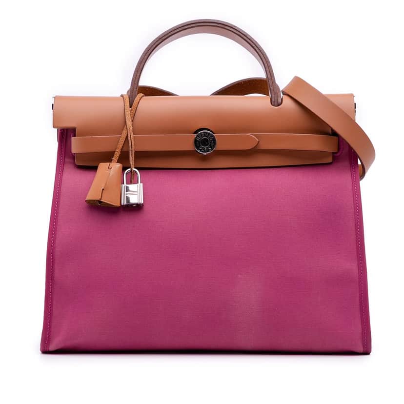 Hermès Toile Herbag Zip 31 Pink Canvas Good condition - Front View