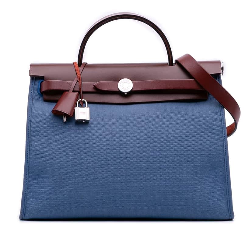Hermès Toile Herbag Zip 31 Blue Canvas Good condition - Front View