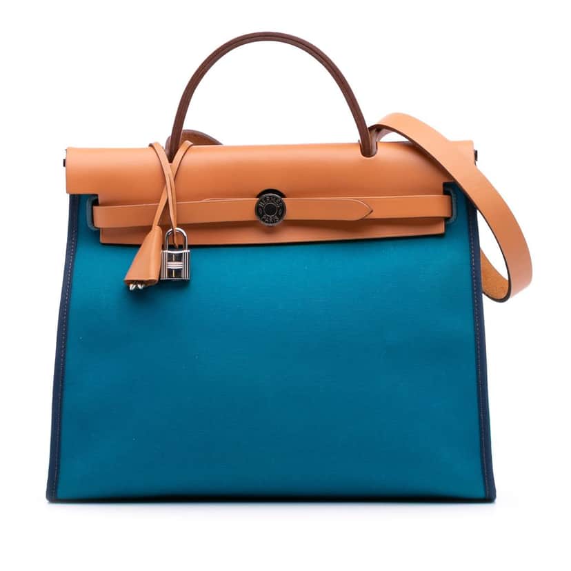 Hermès Toile Herbag Zip 31 Blue Canvas Good condition - Front View