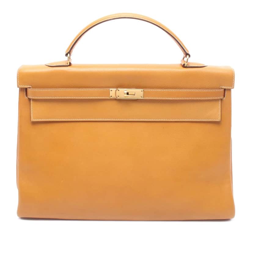 Hermès Courchevel Kelly Retourne 40 Brown Leather Good condition - Front View