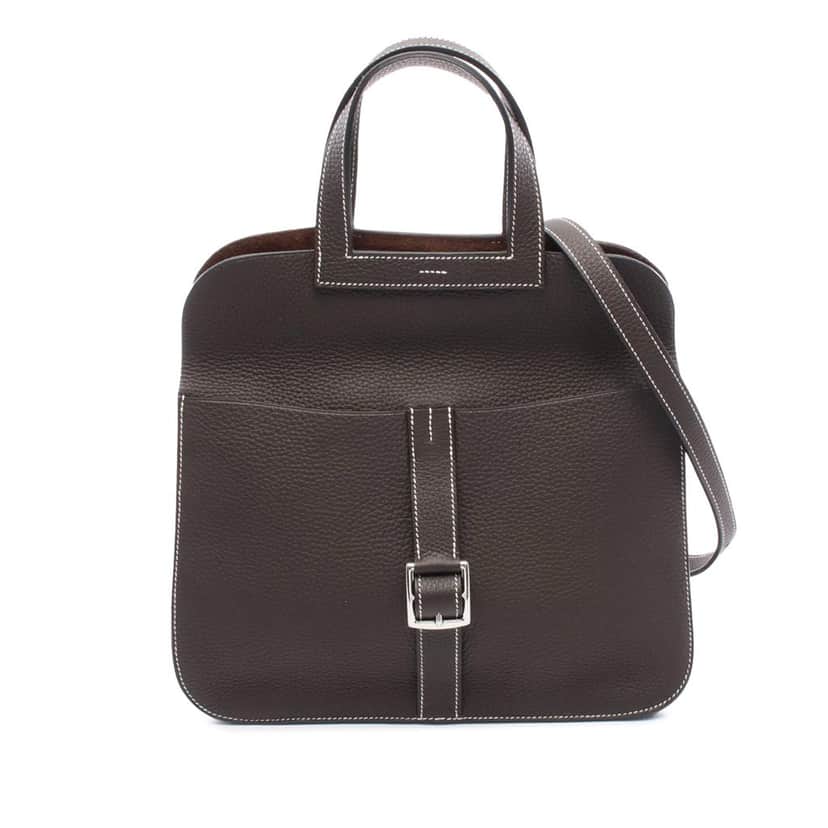Hermès Taurillon Clemence Halzan 31 Brown Leather Good condition - Front View