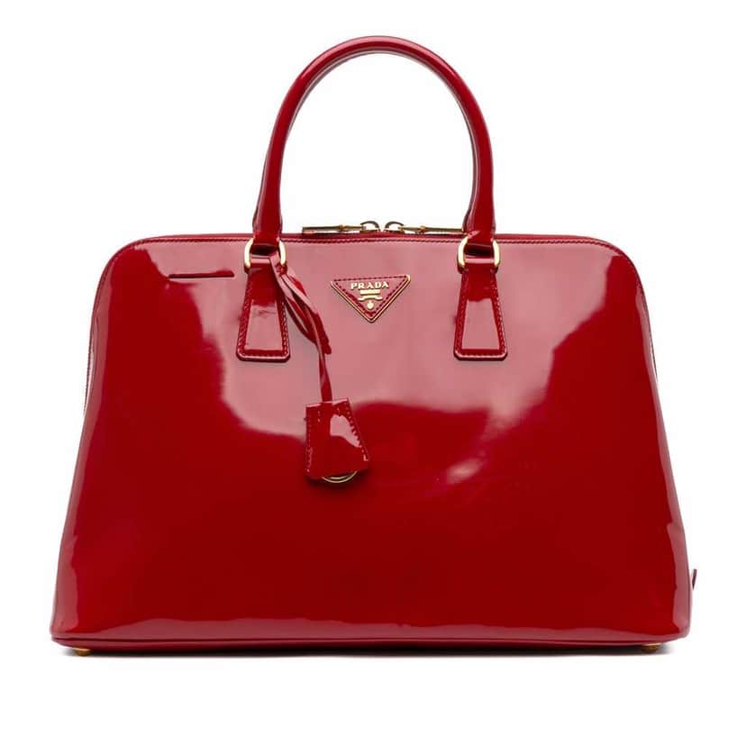 Prada Large Spazzolato Promenade Satchel Red Leather Good condition - Front View