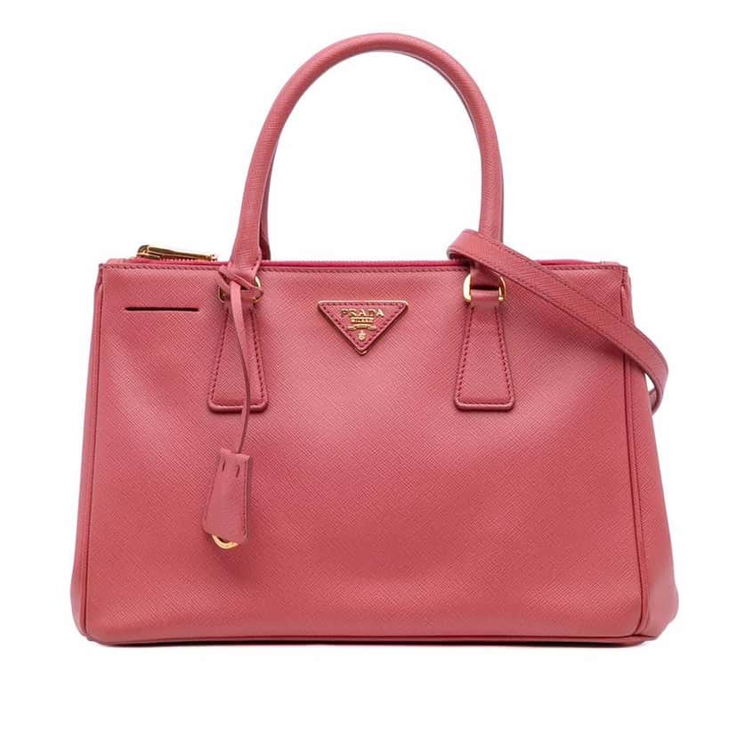 Prada Medium Saffiano Lux Galleria Double Zip Tote Pink Leather Good condition - Front View