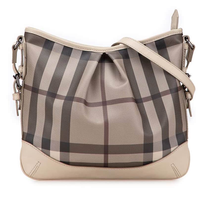 Burberry Smoke Check Coated Canvas Hartham Crossbody Brown Canvas Good condition - Front View